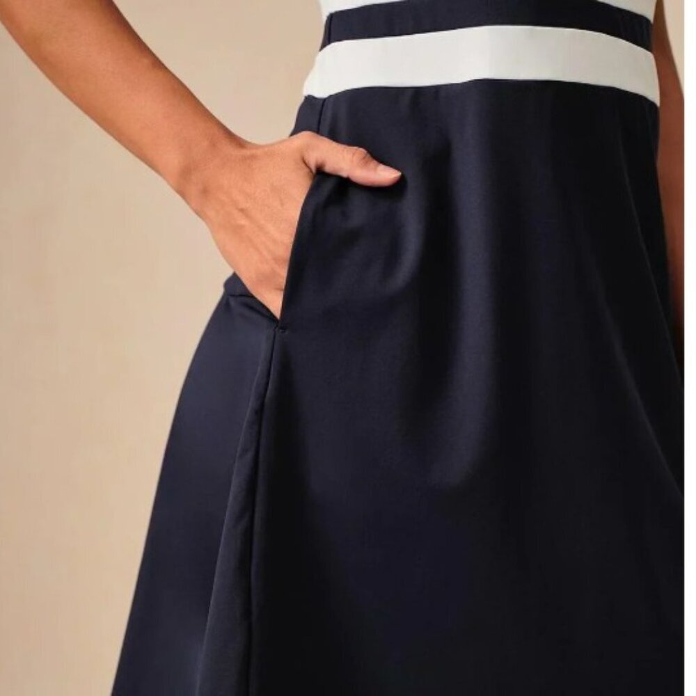 Acegolfs Navy core Sleeveless V-Neck Color Block Dress UPF50+ - Picture 8 of 9